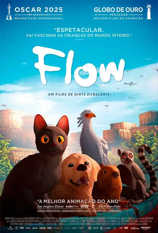 Cartaz brasileiro de Flow, animação de Gints Zilbalodis